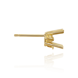 14K Gold  Heart Shape Four Prong Filigree Earrings with Push Post