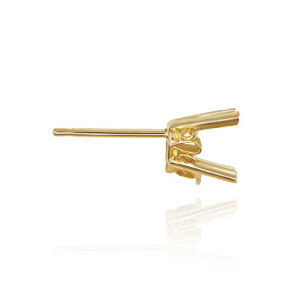 14K Gold  Heart Shape Four Prong Filigree Earrings with Push Post