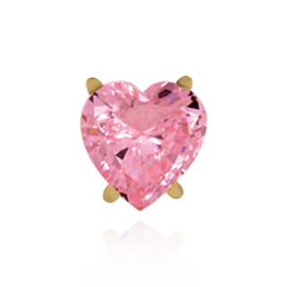 14K Gold  Heart Shape Four Prong Filigree Earrings with Push Post