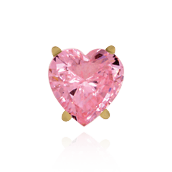 14K Gold  Heart Shape Four Prong Filigree Earrings with Push Post