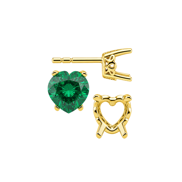Heart Shape Four Prong Filigree Earrings with Push Post