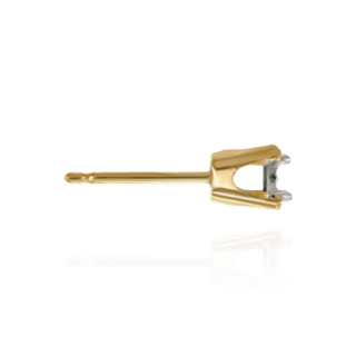 14K Gold Round Four Prong Illusion Top Earrings with Push Post