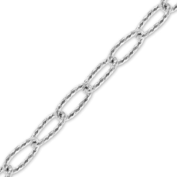 Bulk / Spooled Elongated Textured Cable Chain in Sterling Silver (2.70 mm - 4.40 mm)