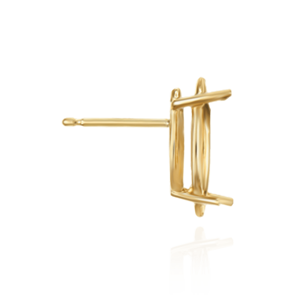 14K Gold Marquise Shape Four Prong Basket Earrings