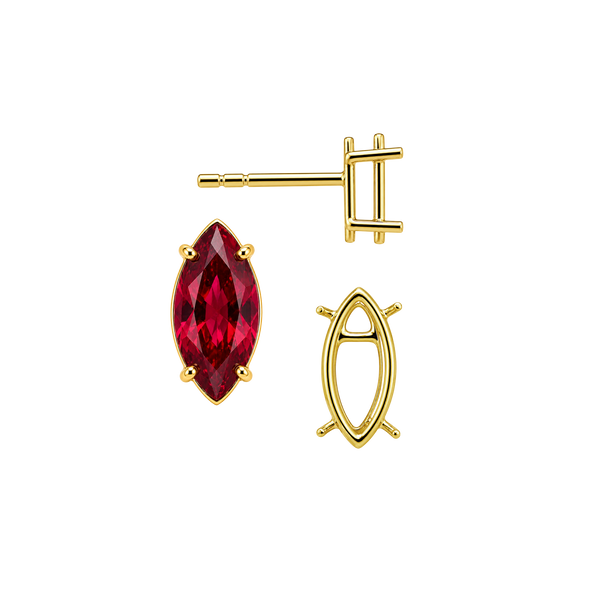 Marquise Shape Four Prong Basket Earrings