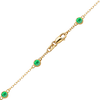 Finished Diamond by the Yard Cable Chain Anklet in 14K Yellow Gold with Emerald Stones