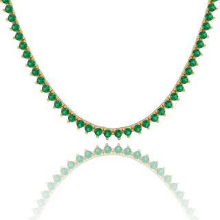 Tennis Necklace with Emerald Stones (May Birthstones) in 14K Gold (1.75 mm - 4.0 mm)