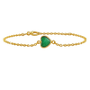 Diamond or Gemstone Heart Bezel Charm in 14K Yellow Diamond Cut Cable Bracelet