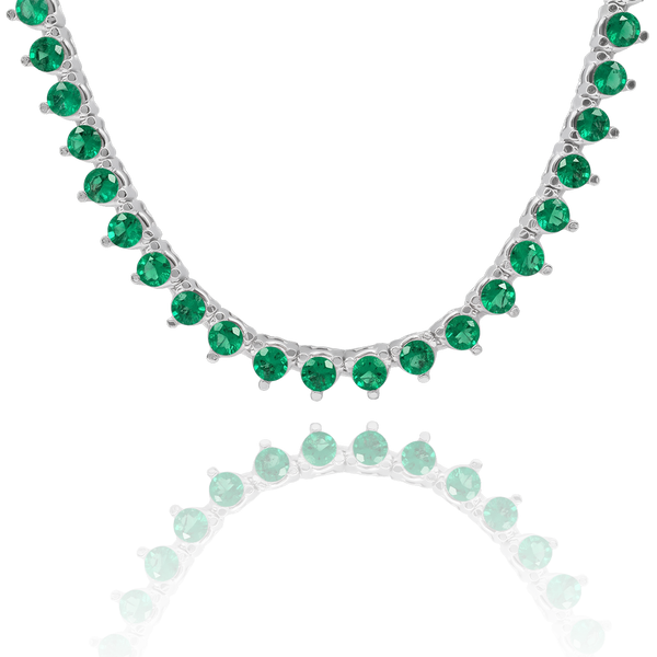 Tennis Necklace with Emerald Stones (May Birthstones) in 14K Gold (1.75 mm - 4.0 mm)
