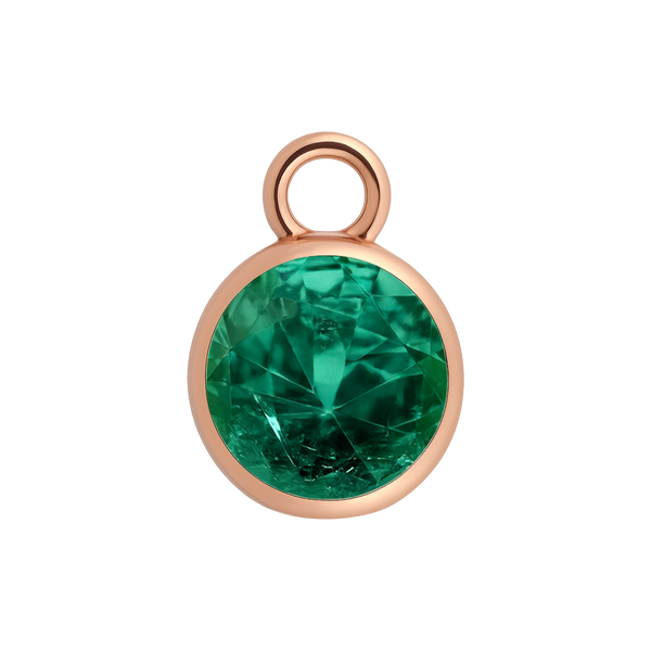 Diamond or Gemstone Bezel Drop Charm in 14K Pink Gold