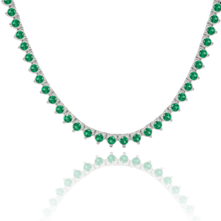 Tennis Necklace with Emerald Stones (May Birthstones) in 14K Gold (1.75 mm - 4.0 mm)