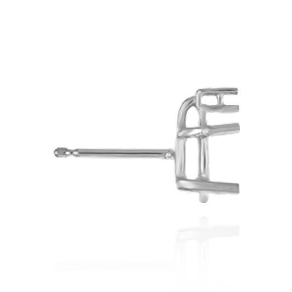 Oval Four Prong Basket Earrings with One Accent with Push Post