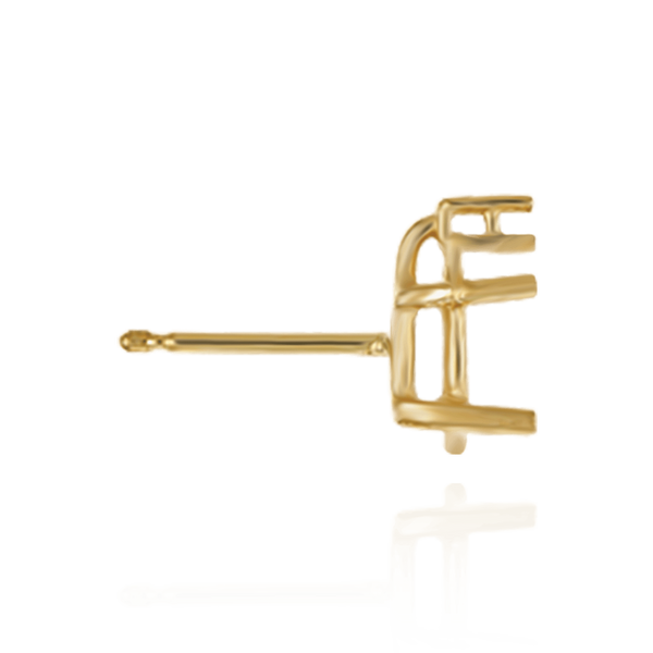 14K Gold Oval Four Prong Basket Earrings with One Accent with Push Post