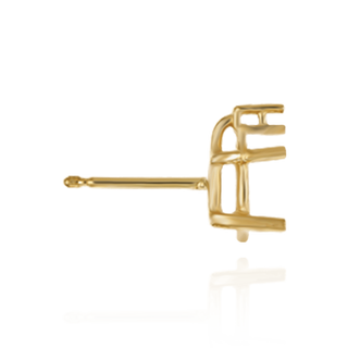 14K Gold Oval Four Prong Basket Earrings with One Accent with Push Post