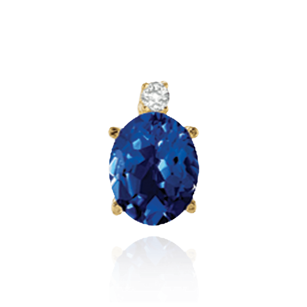 14K Gold Oval Four Prong Basket Earrings with One Accent with Push Post