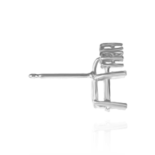 Oval Four Prong Basket Earrings with 3 Accents with Push Post