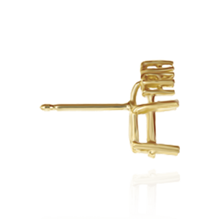 14K Gold Oval Four Prong Basket Earrings with 3 Accents with Push Post