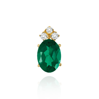 14K Gold Oval Four Prong Basket Earrings with 3 Accents with Push Post