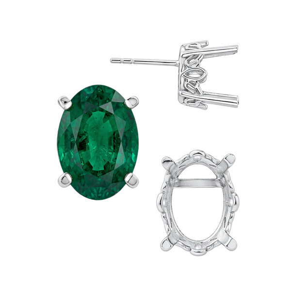 Oval Four Prong Filigree Earrings with Push Post