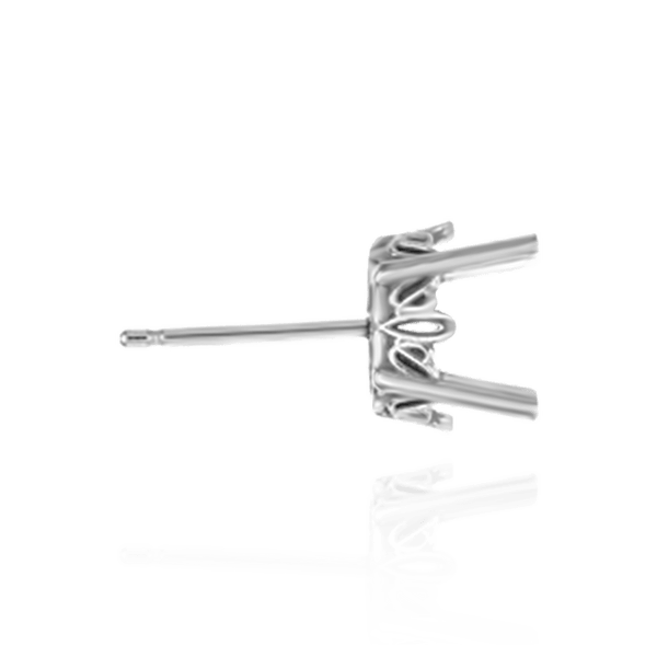 Oval Four Prong Filigree Earrings with Push Post