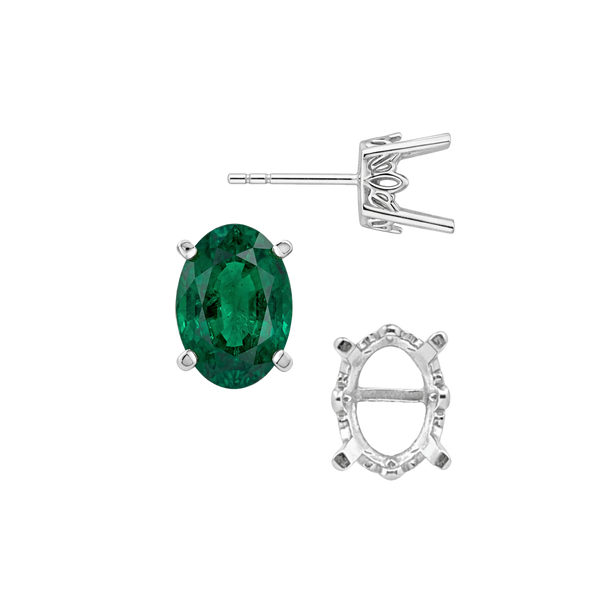 Oval Four Prong Filigree Earrings with Push Post