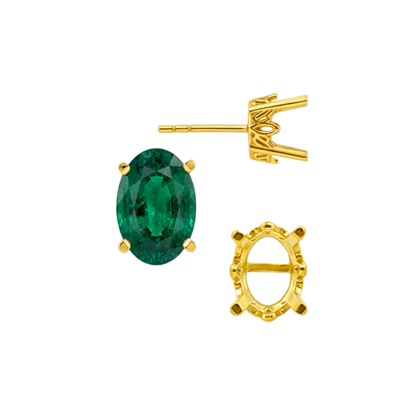 Oval Four Prong Filigree Earrings with Push Post