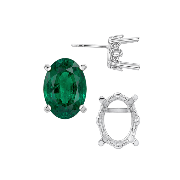 Oval Four Prong Filigree Earrings with Push Post