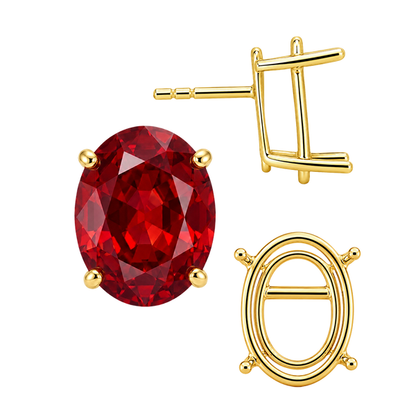 Oval Four Prong Basket Earrings with Push Post