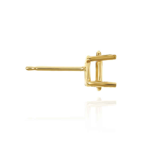 14K Gold, Sterling Silver Oval Four Prong Basket Earrings with Push Post