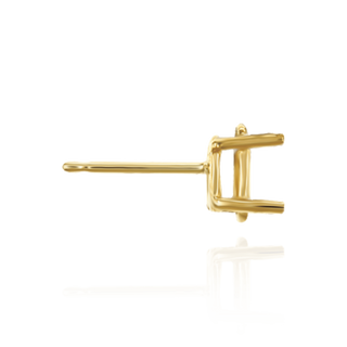 14K Gold, Sterling Silver Oval Four Prong Basket Earrings with Push Post