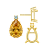 Pear Shape Four Prong Basket Earrings with One Accent with Push Post