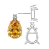 Pear Shape Four Prong Basket Earrings with One Accent with Push Post
