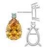 Pear Shape Four Prong Basket Earrings with One Accent with Push Post