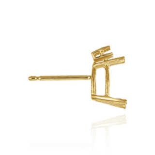 14K Gold Pear Shape Four Prong Basket Earrings with One Accent with Push Post