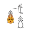 Pear Shape Four Prong Basket Earrings with 3 Accents with Push Post