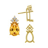 Pear Shape Four Prong Basket Earrings with 3 Accents with Push Post