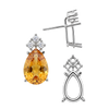 Pear Shape Four Prong Basket Earrings with 3 Accents with Push Post