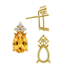 Pear Shape Four Prong Basket Earrings with 3 Accents with Push Post