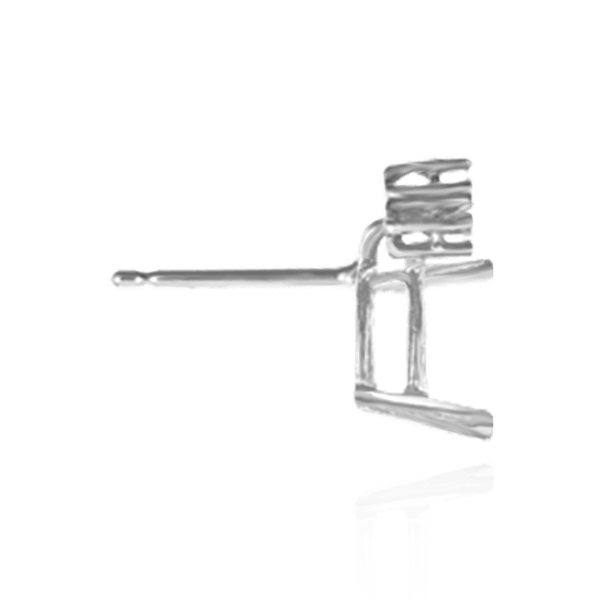 Pear Shape Four Prong Basket Earrings with 3 Accents with Push Post