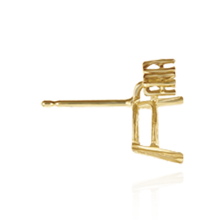 14K Gold Pear Shape Four Prong Basket Earrings with 3 Accents with Push Post