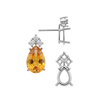 Pear Shape Four Prong Basket Earrings with 3 Accents with Push Post
