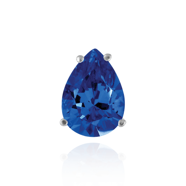 Sterling Silver Pear Shape Four Prong Basket Earrings with Push Post