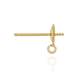 Pearl Cup Earrings with Peg and Ring  in 14K Yellow Gold