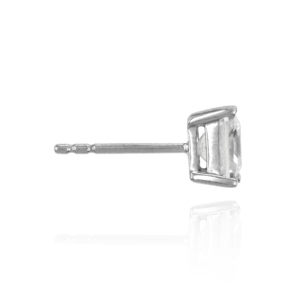 Square Four Prong Earring with Flat Side Wire and CZ
