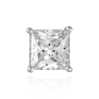 Square Four Prong Earring with Flat Side Wire and CZ