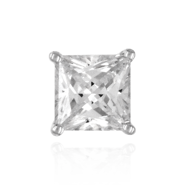 Square Four Prong Earring with Flat Side Wire and CZ