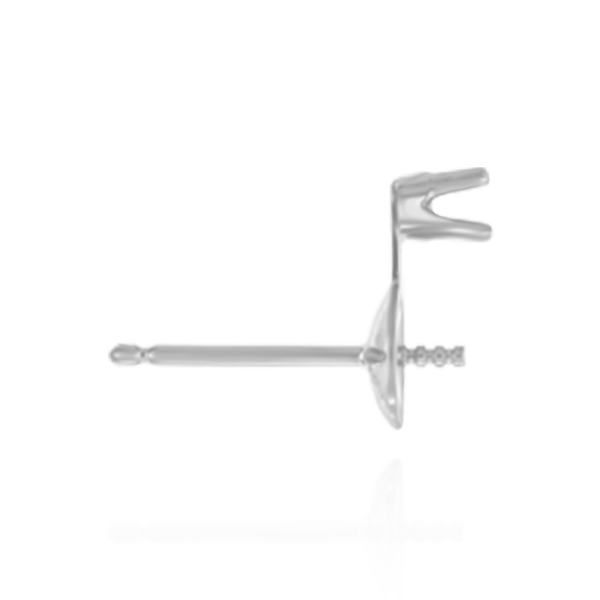 Pearl Cup Earrings with Peg and One Accent in 14K Gold