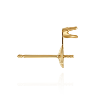 Pearl Cup Earrings with Peg and One Accent in 14K Gold