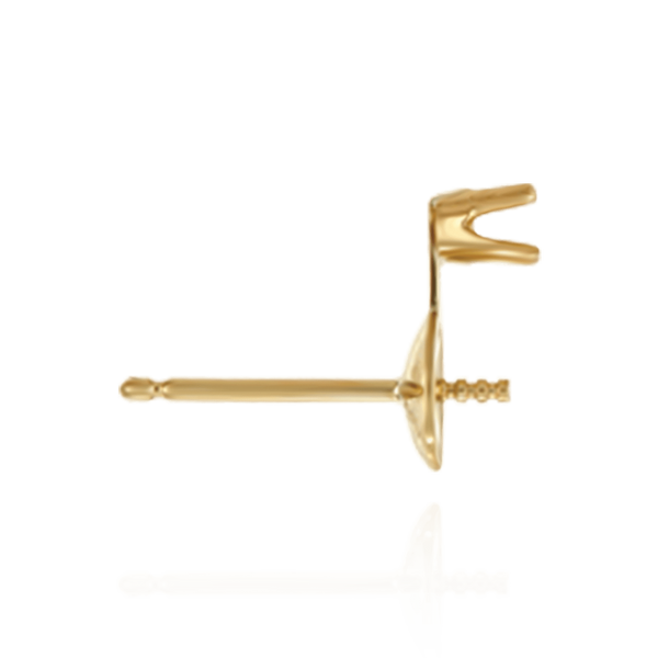 Pearl Cup Earrings with Peg and One Accent in 14K Gold