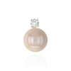 Pearl Cup Earrings with Peg and One Accent in 14K Gold